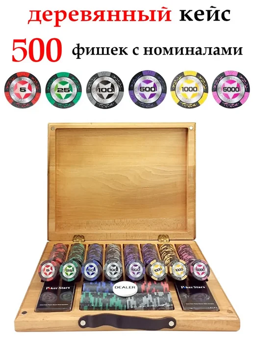 Покерный набор в кейсе из бука 500 фишек Partida