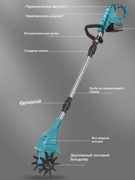 Культиватор аккумуляторный для огорода, вариант, фото 3