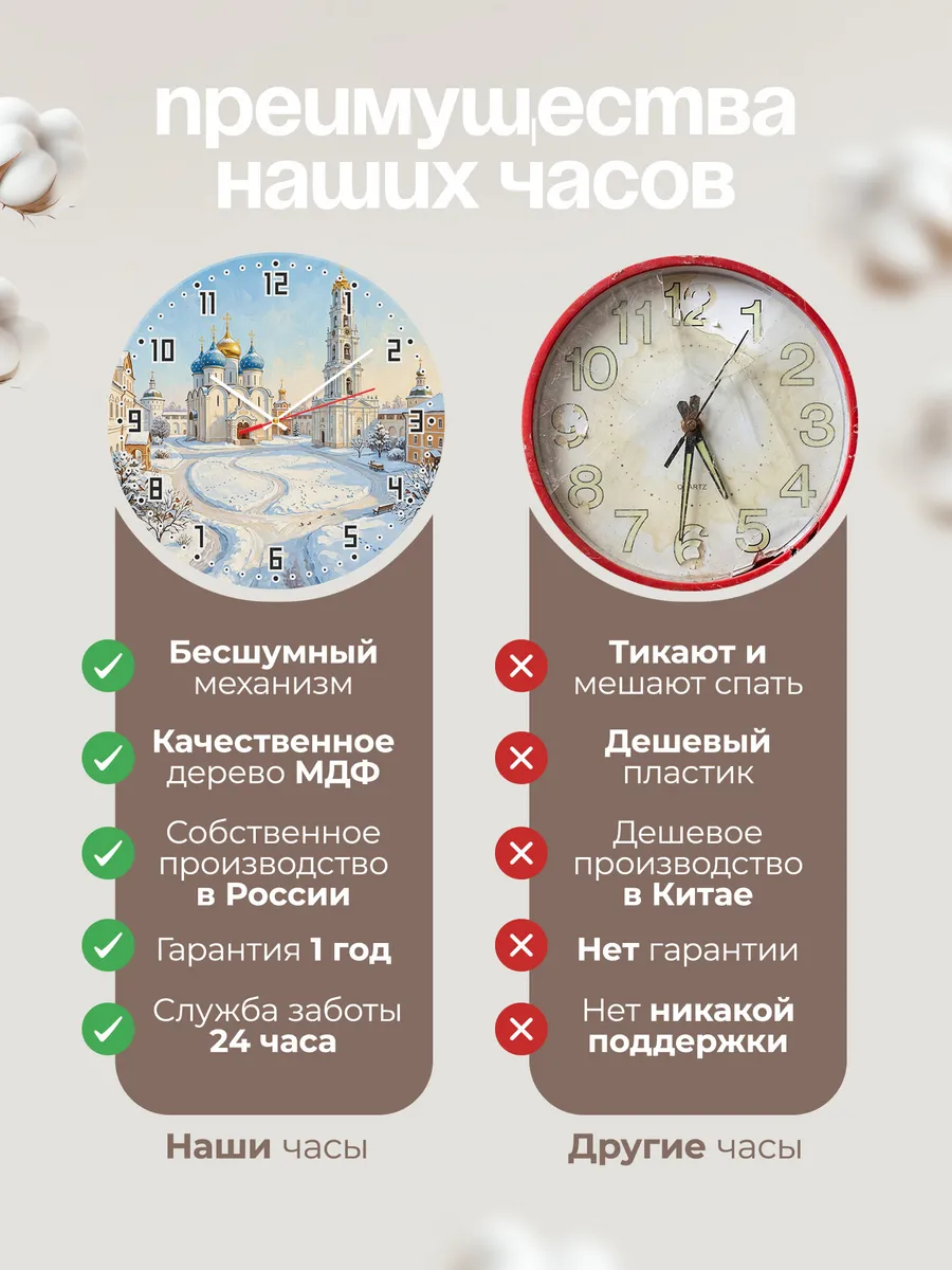 Часы настенные бесшумные Лавра Сергиева маслом 33 см — фото 10