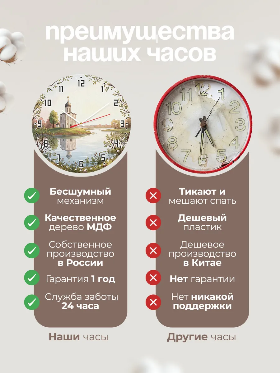 Часы настенные бесшумные Нерль разлив маслом 33 см — фото 10