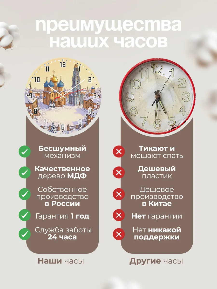 Часы настенные бесшумные Троицкая лавра маслом 33 см — фото 10
