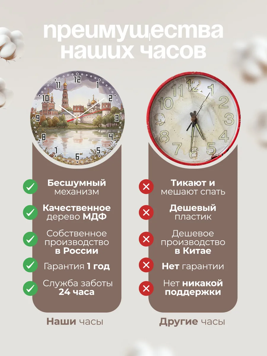 Часы настенные бесшумные Новодевичий пруд маслом 33 см — фото 10