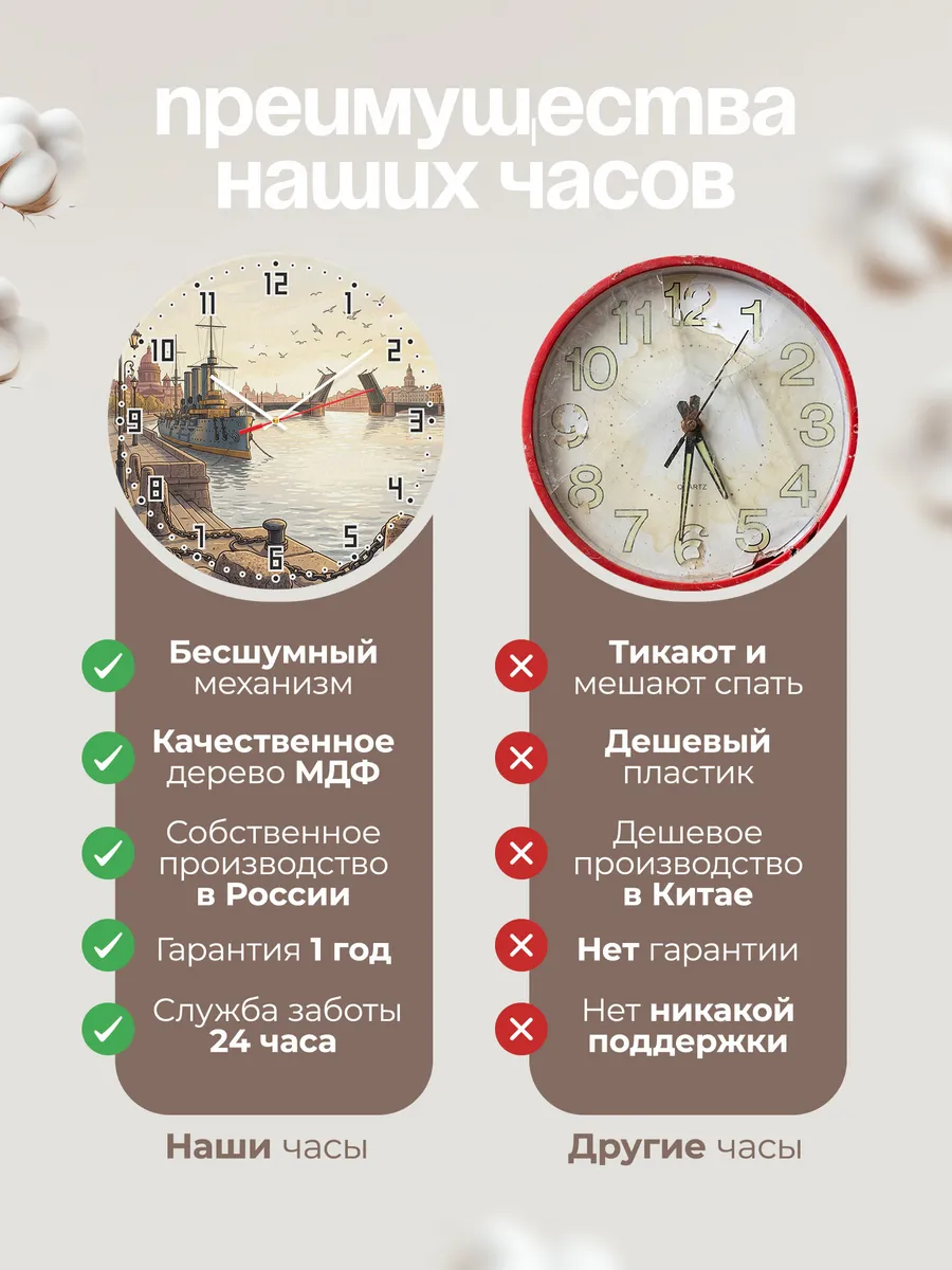 Часы настенные бесшумные Крейсер на набережной 33 см — фото 10
