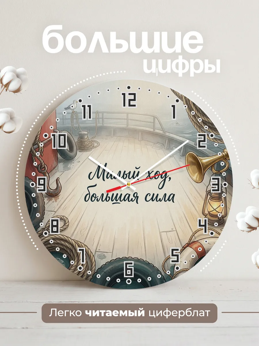 Часы настенные бесшумные Малый ход большая сила 33 см — фото 2