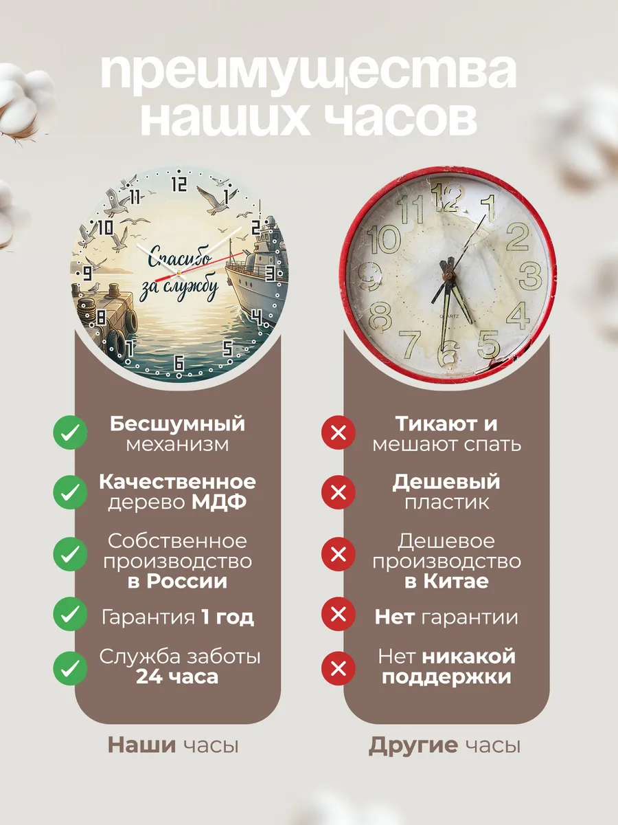 Часы настенные бесшумные Спасибо за службу 33 см — фото 10