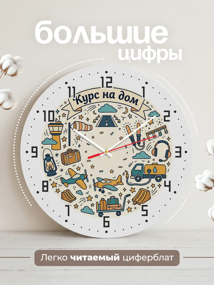Часы настенные бесшумные Курс на дом дудл 33 см — фото 2