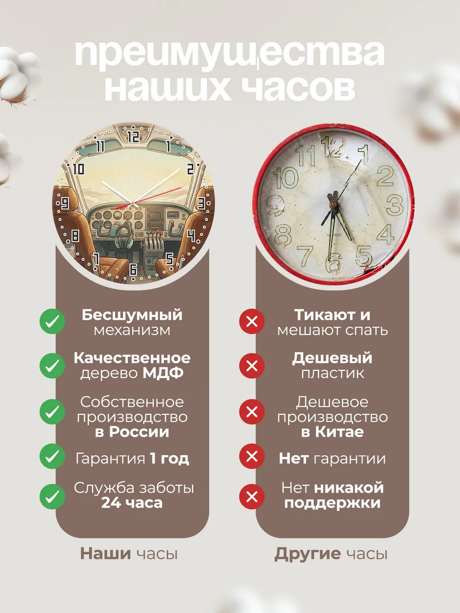 Часы настенные бесшумные Кабина на рассвете 33 см — фото 10