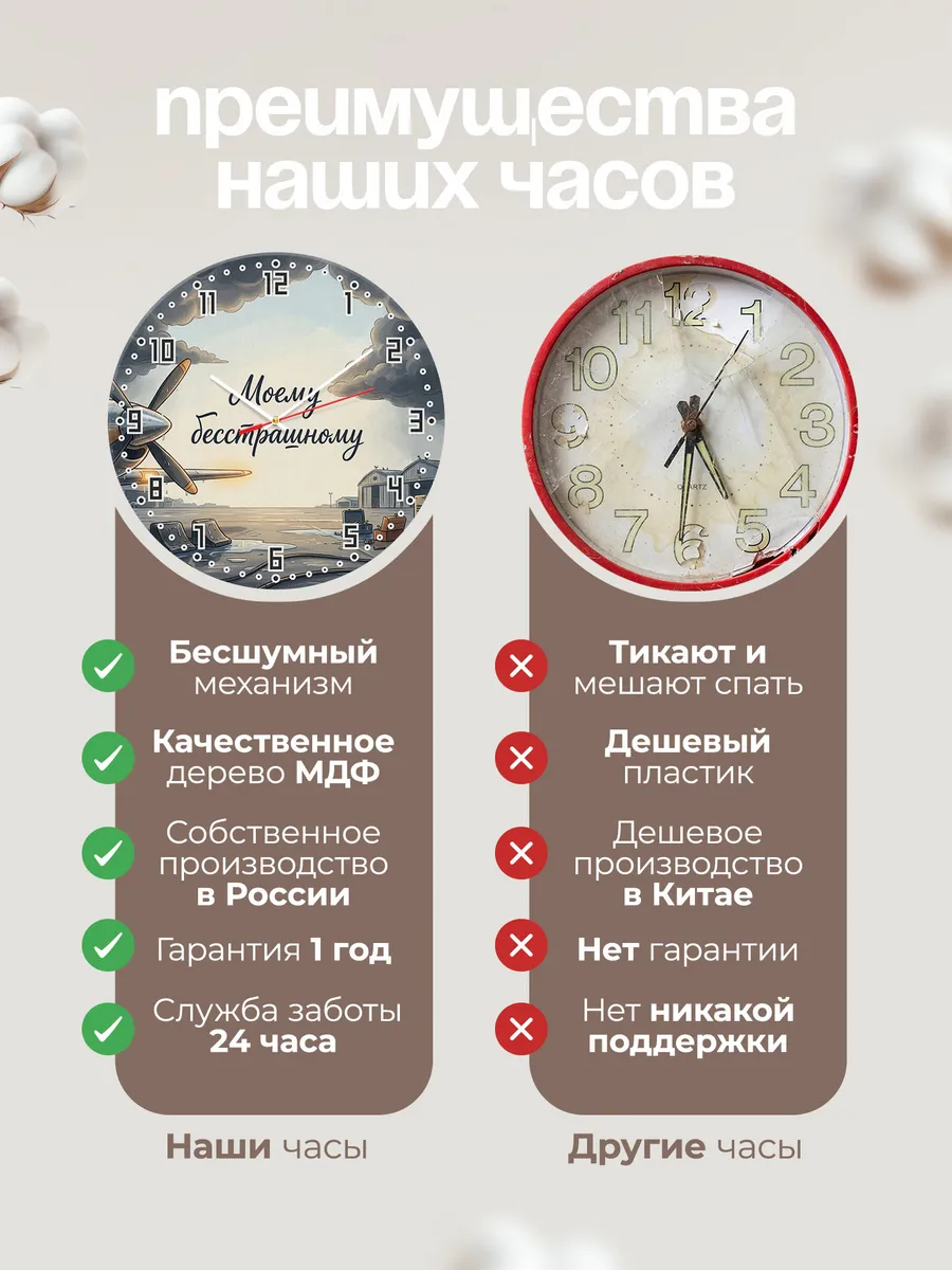 Часы настенные бесшумные Моему бесстрашному 33 см — фото 10