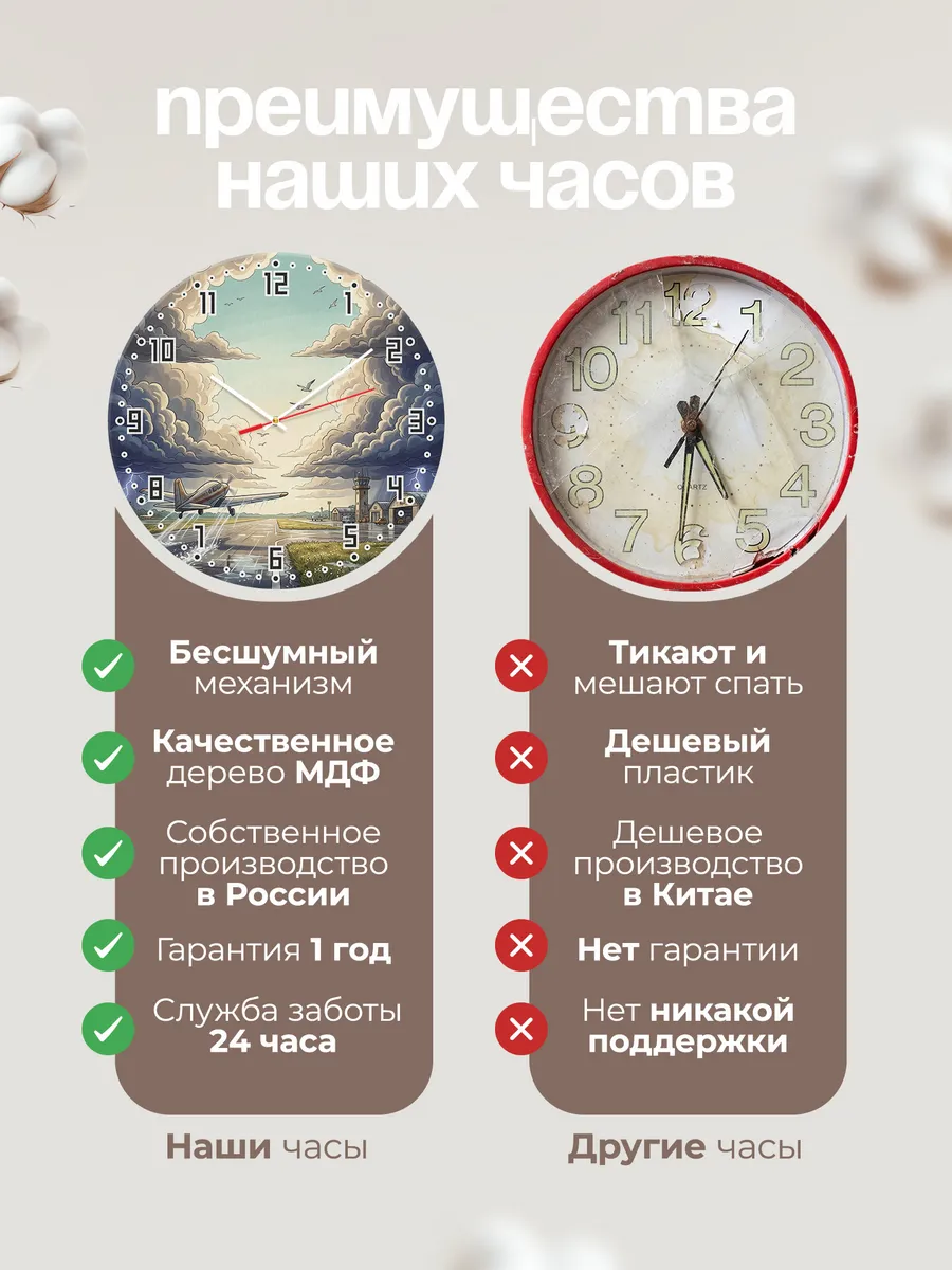 Часы настенные бесшумные Взлёт в грозу подарок 33 см — фото 10