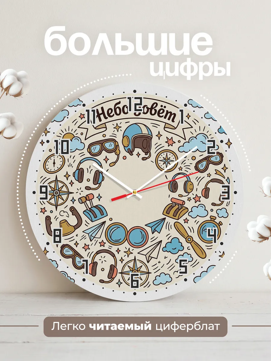 Часы настенные бесшумные Небо зовёт дудл 33 см — фото 2