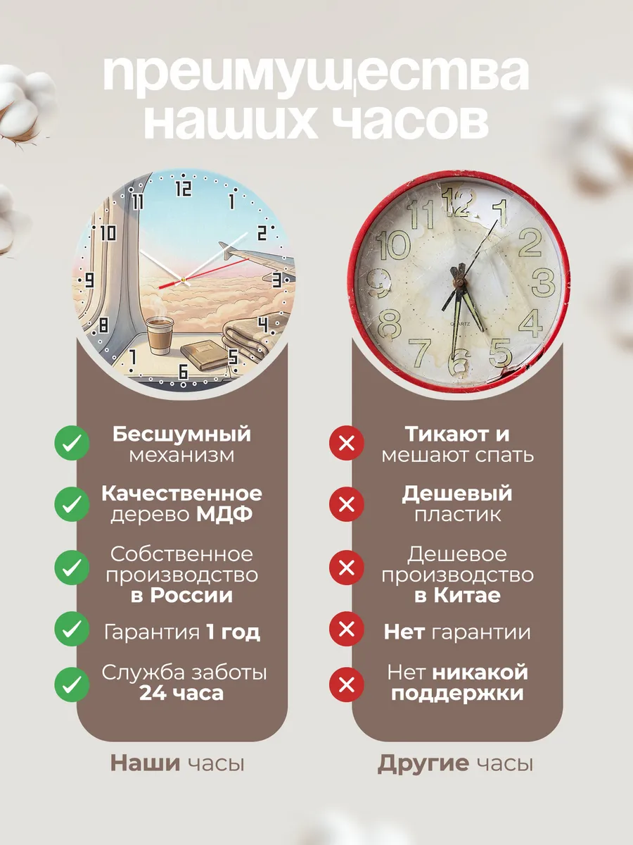 Часы настенные бесшумные Иллюминатор утро 33 см — фото 10