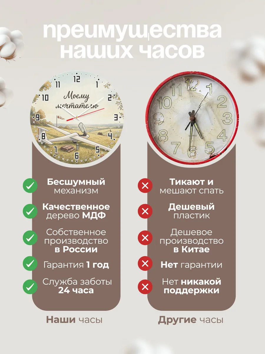 Часы настенные бесшумные Моему мечтателю подарок 33 см — фото 10