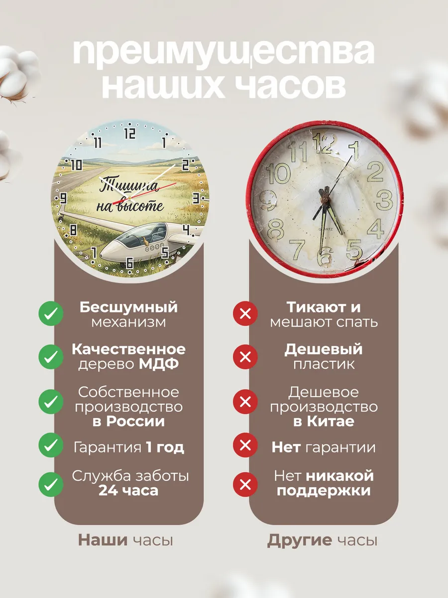 Часы настенные бесшумные Моему планеристу подарок 33 см — фото 10