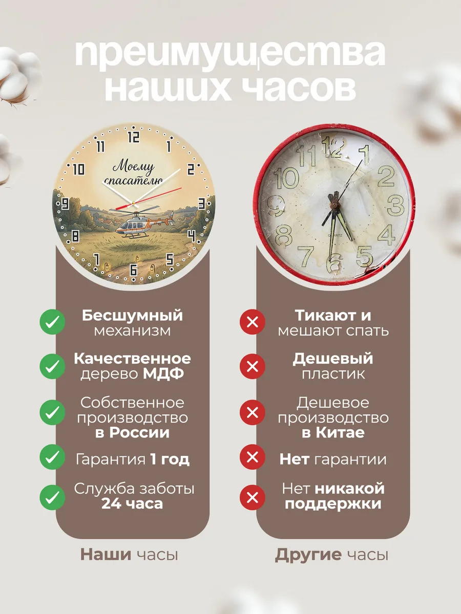 Часы настенные бесшумные Моему спасателю подарок 33 см — фото 10