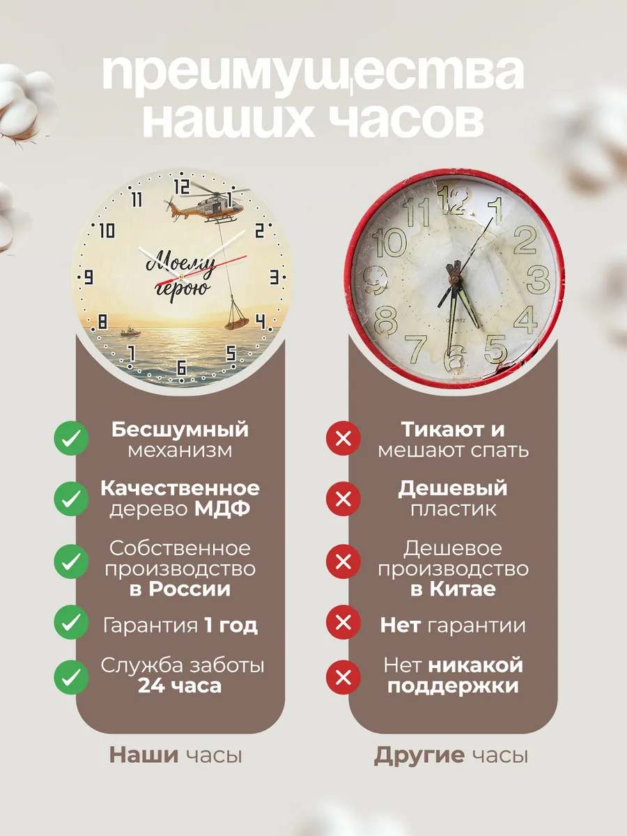 Часы настенные бесшумные Моему герою подарок 33 см — фото 10