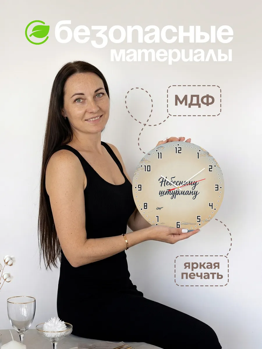 Часы настенные бесшумные Небесному штурману 33 см — фото 4