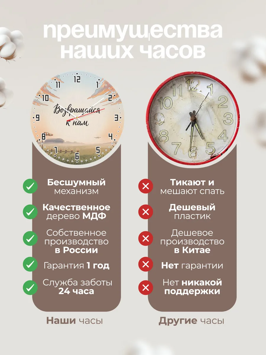 Часы настенные бесшумные Возвращайся к нам 33 см — фото 10