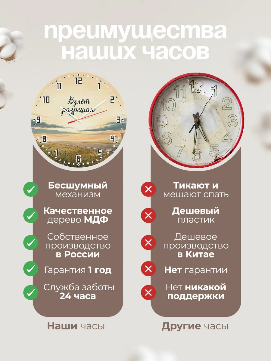 Часы настенные бесшумные Взлёт разрешаю подарок 33 см — фото 10