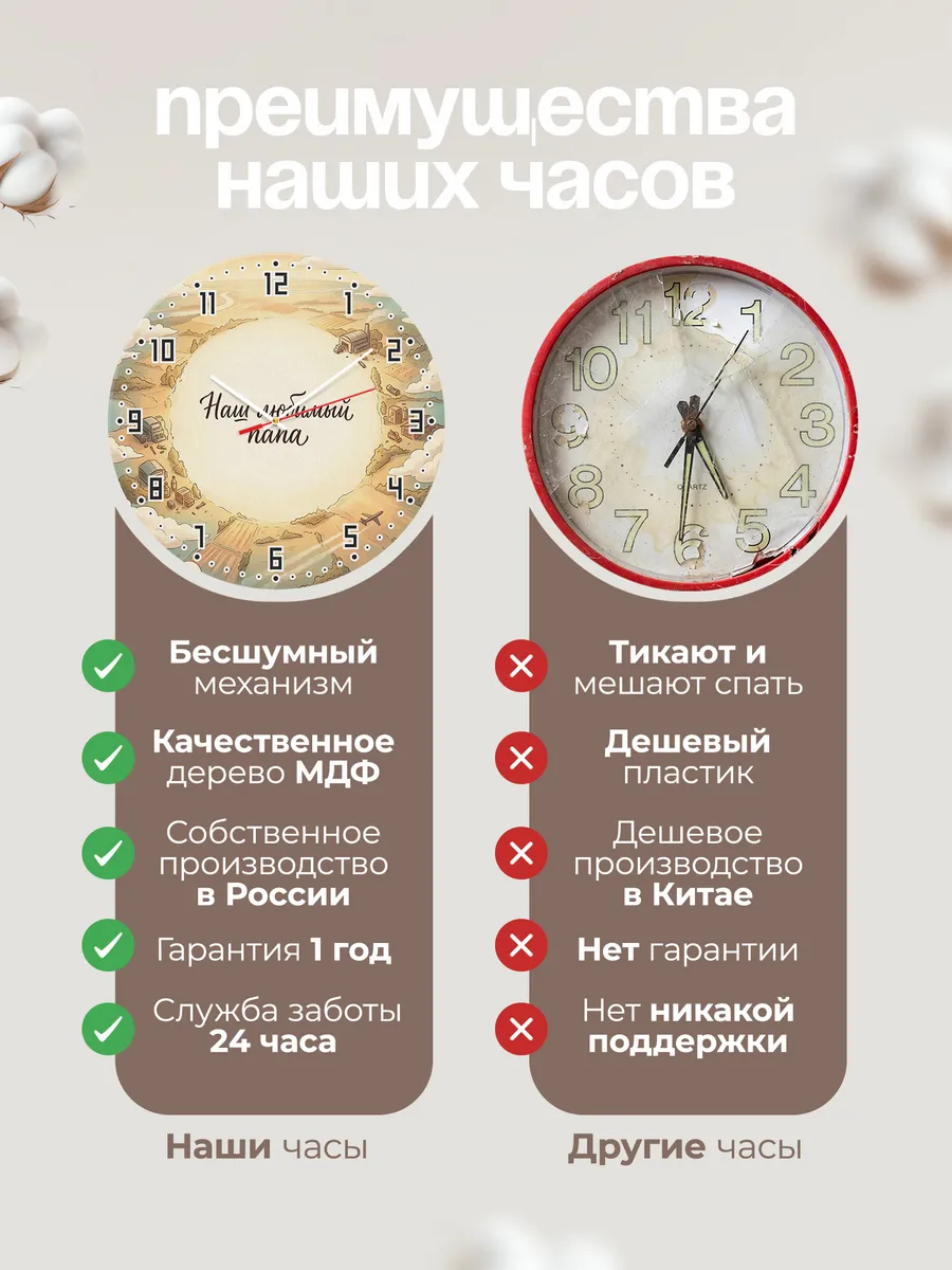 Часы настенные детские бесшумные Наш любимый папа 33 см — фото 10