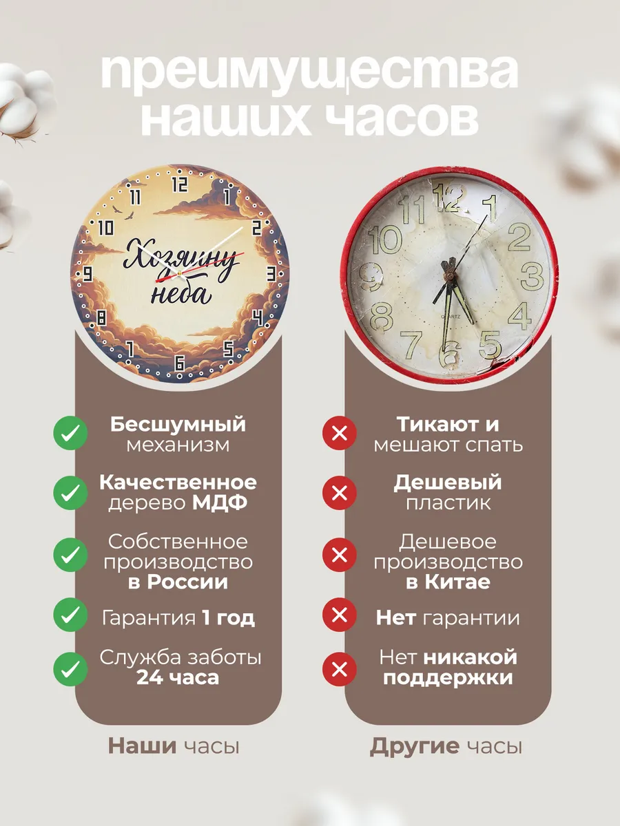 Часы настенные бесшумные Хозяину неба подарок 33 см — фото 10