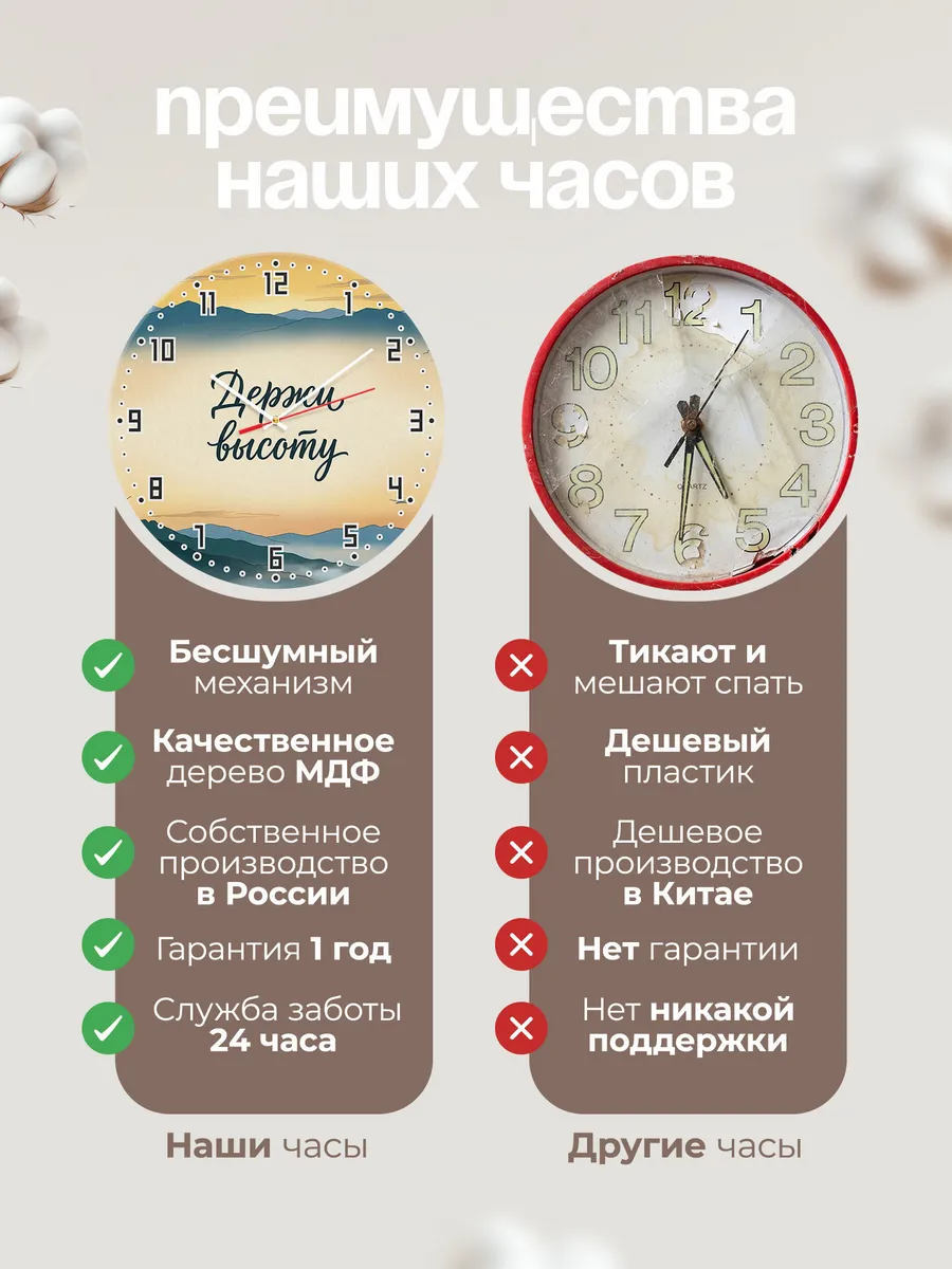 Часы настенные бесшумные Держи высоту подарок 33 см — фото 10