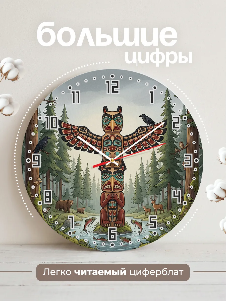 Часы настенные бесшумные Орёл тотем подарок 33 см — фото 2