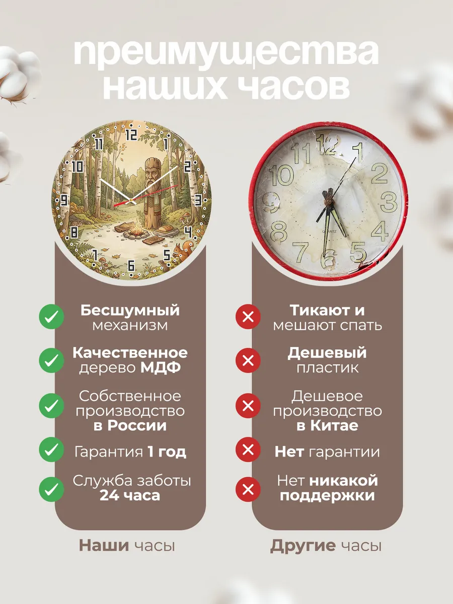 Часы настенные бесшумные Славянский идол подарок 33 см — фото 10