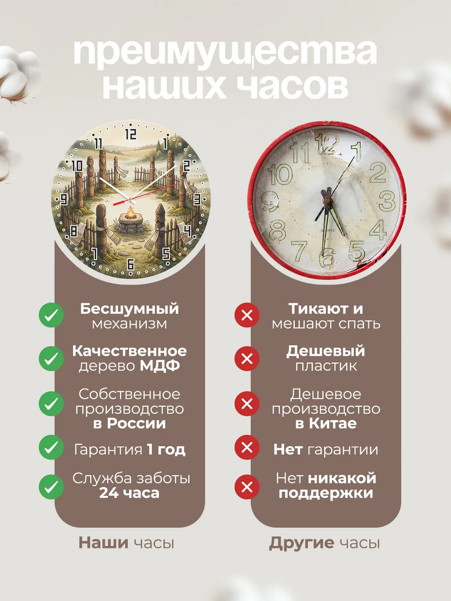 Часы настенные бесшумные Капище идолы подарок 33 см — фото 10