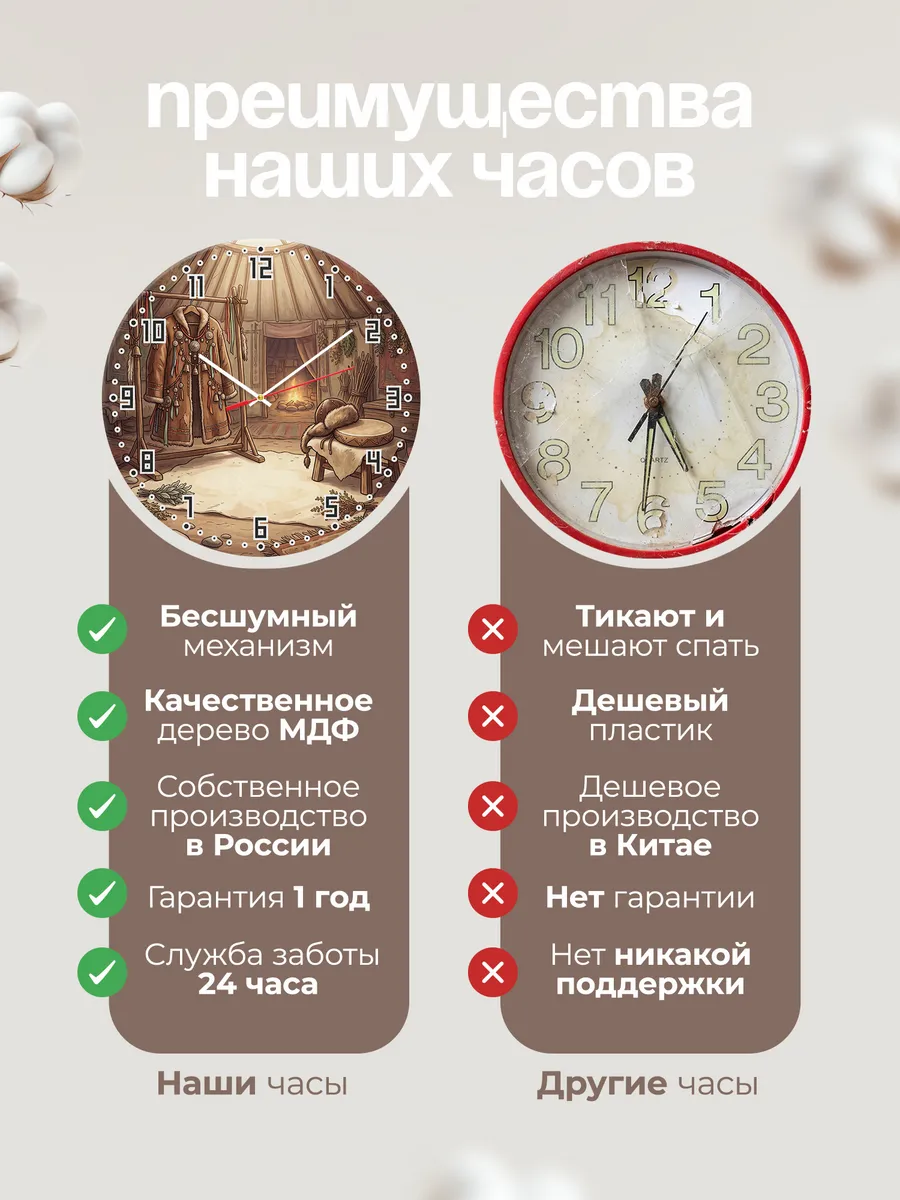 Часы настенные бесшумные Шаманский костюм подарок 33 см — фото 10