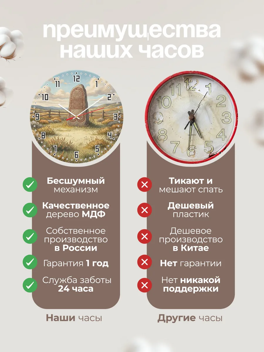 Часы настенные бесшумные Рунический камень 33 см — фото 10
