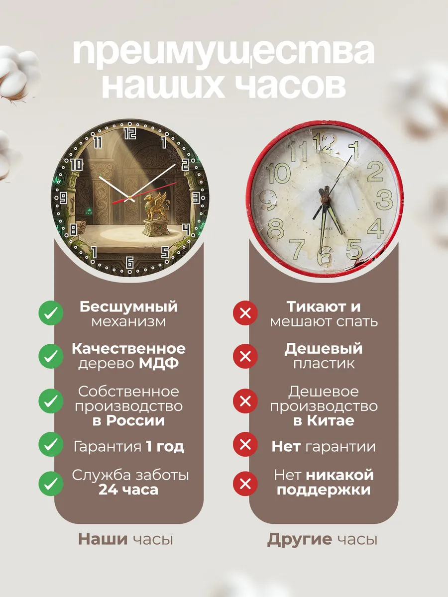 Часы настенные бесшумные Золотой идол подарок 33 см — фото 10