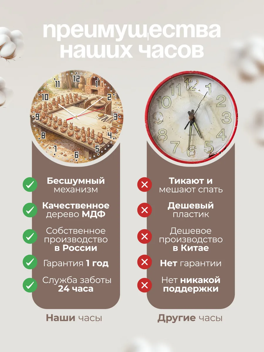 Часы настенные бесшумные Глиняные идолы подарок 33 см — фото 10