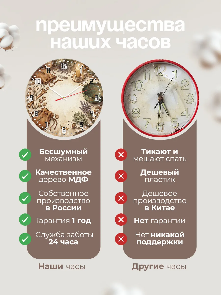 Часы настенные бесшумные Священные кости руны 33 см — фото 10