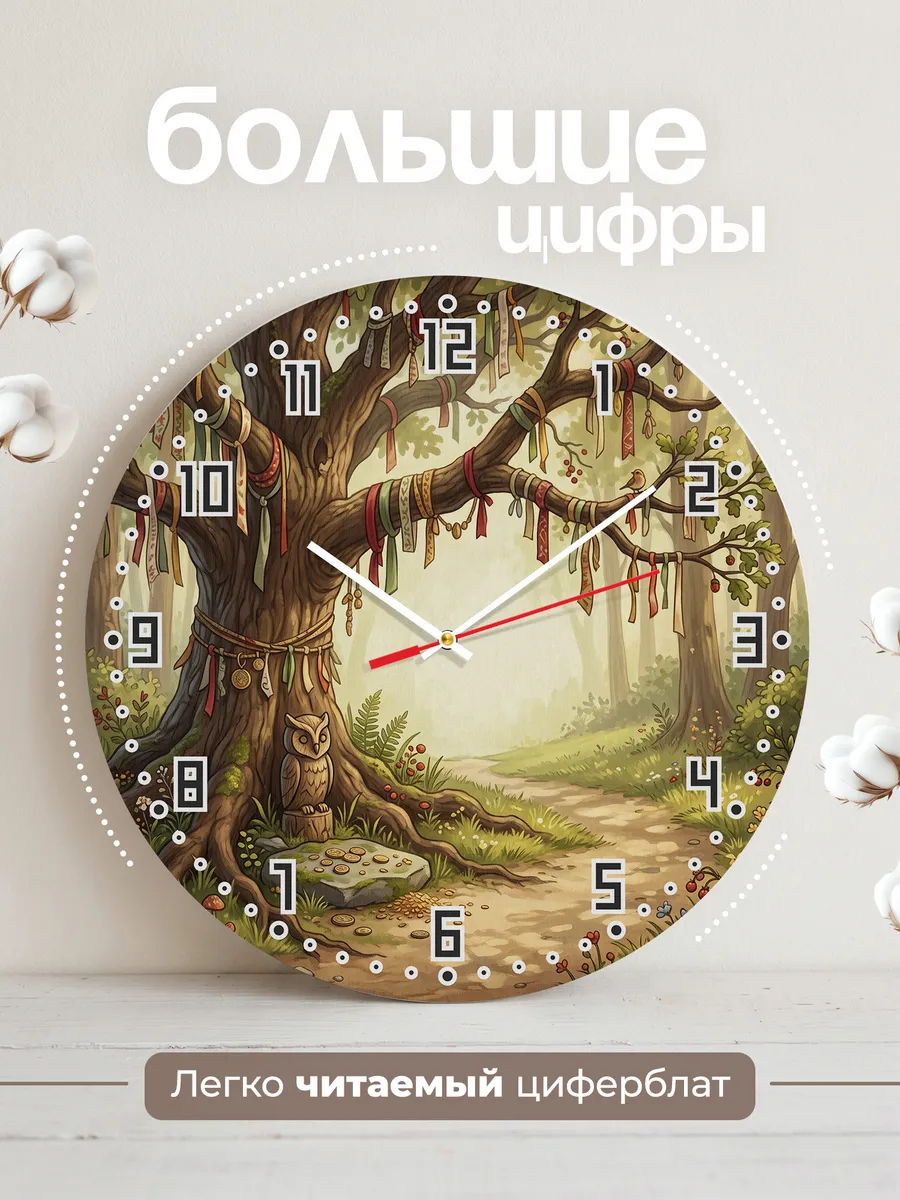 Часы настенные бесшумные Ленты на дереве подарок 33 см — фото 2