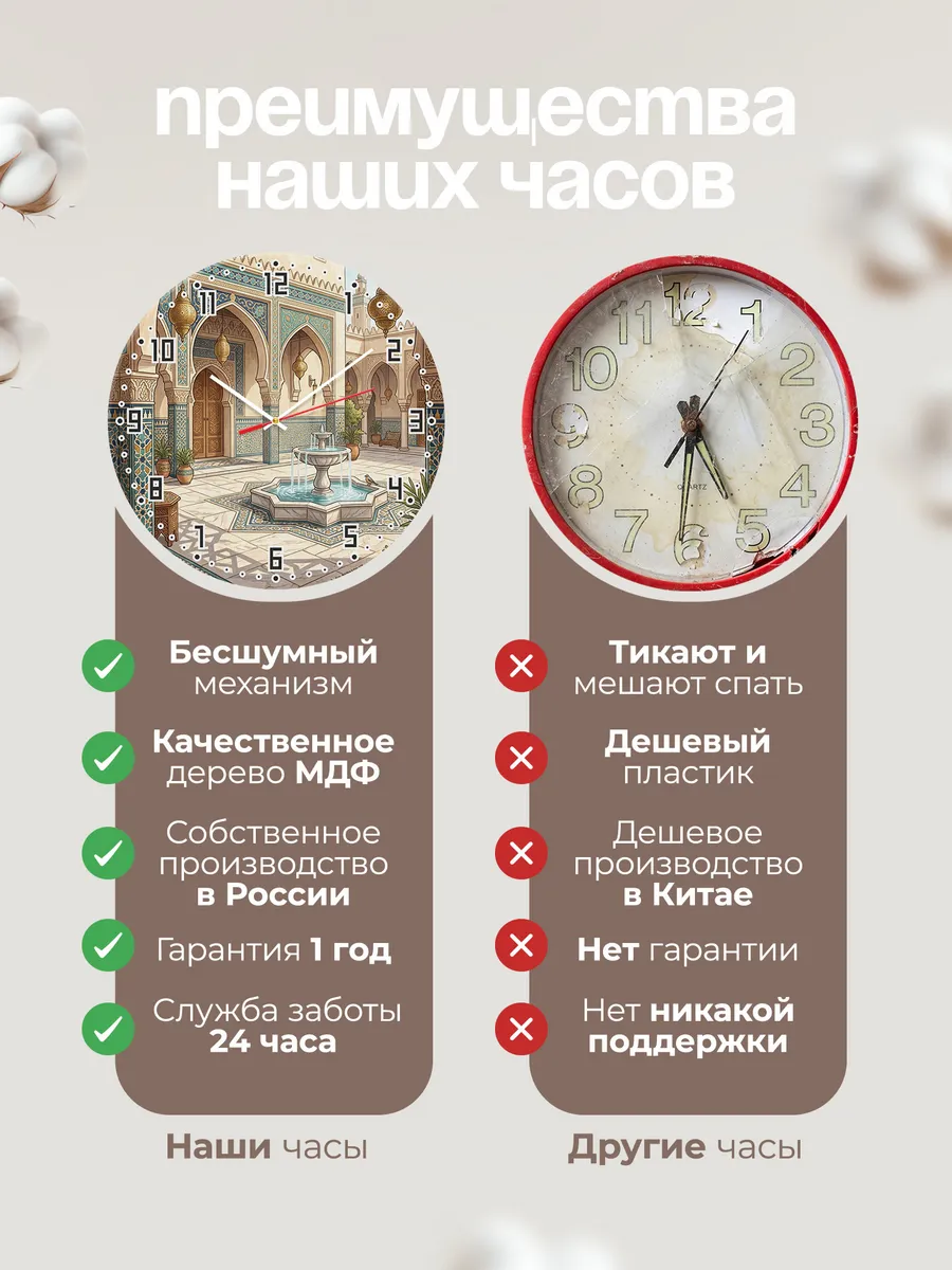 Часы настенные бесшумные Восточные узоры мечети 33 см — фото 10