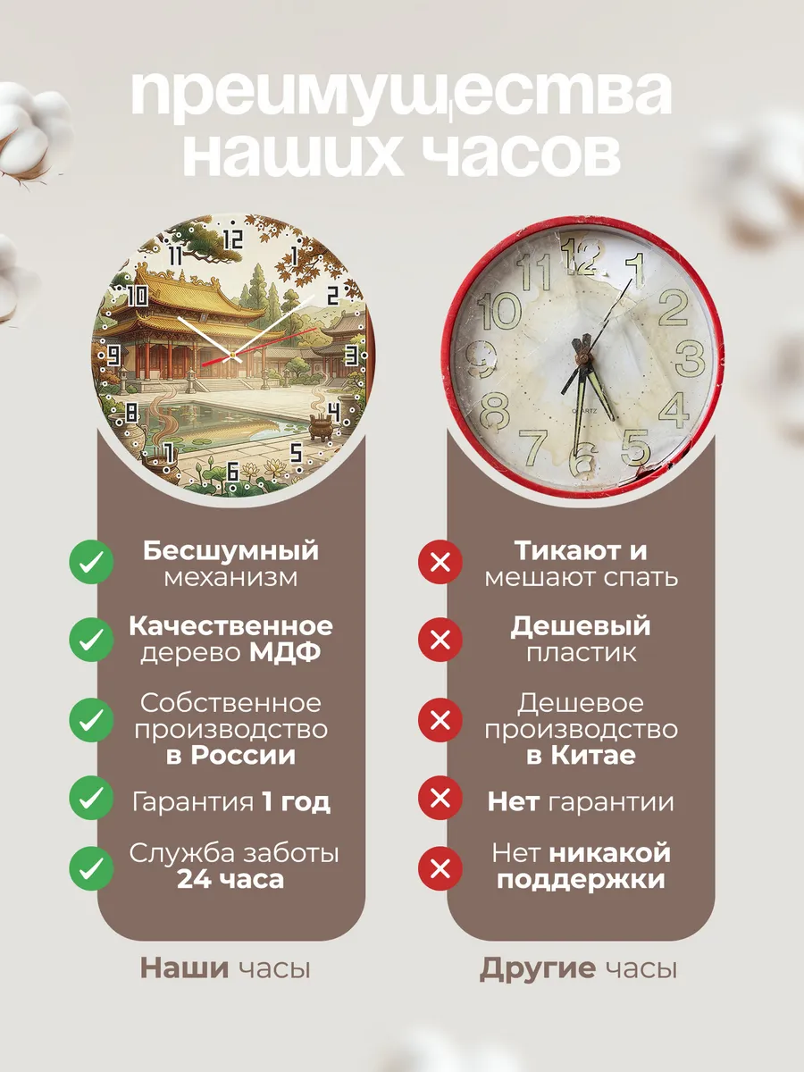 Часы настенные бесшумные Храм с золотой крышей 33 см — фото 10