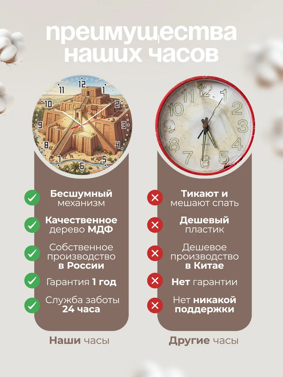 Часы настенные бесшумные Зиккурат подарок 33 см — фото 10