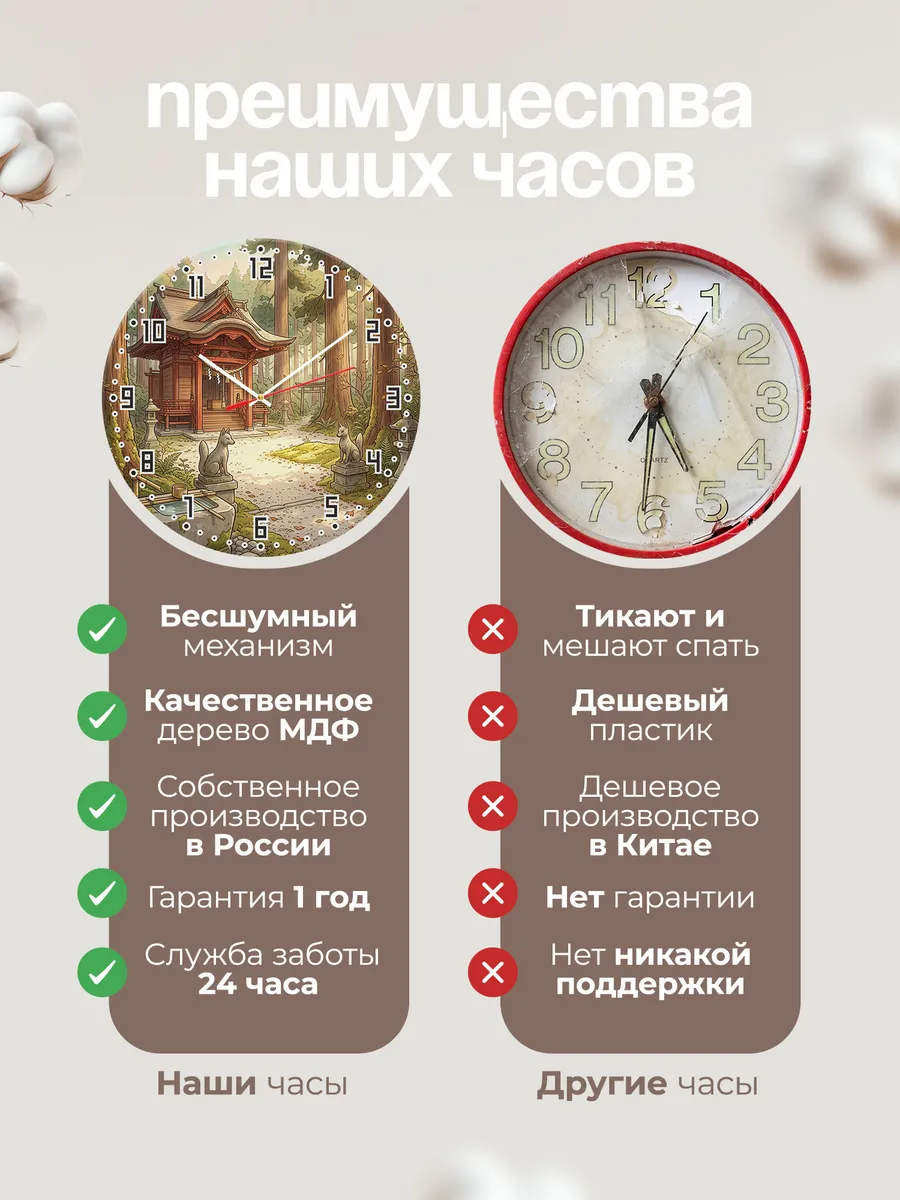 Часы настенные бесшумные Синтоистское святилище 33 см — фото 10