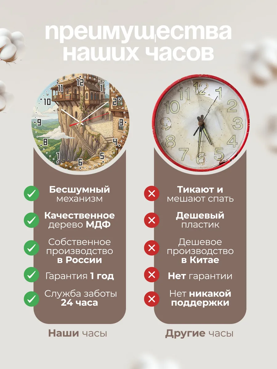 Часы настенные бесшумные Монастырь на скале 33 см — фото 10