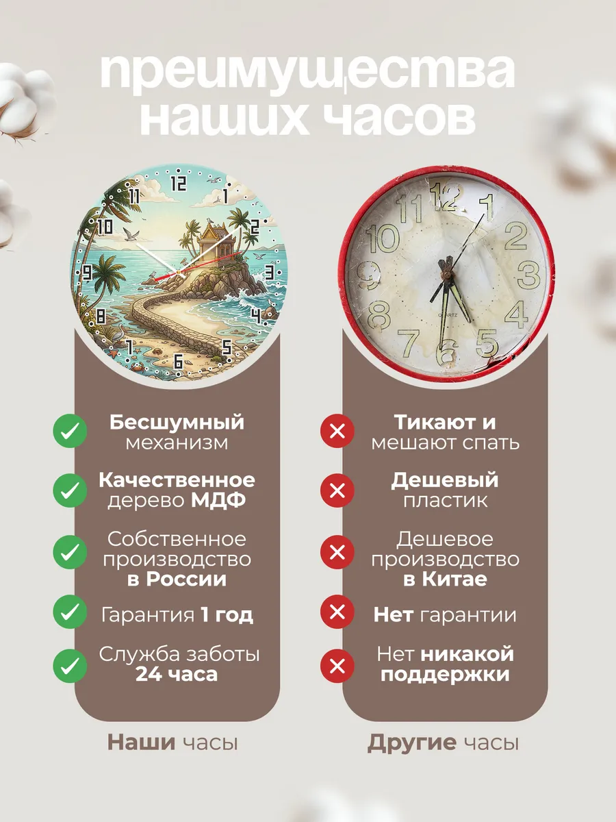 Часы настенные бесшумные Храм на острове подарок 33 см — фото 10