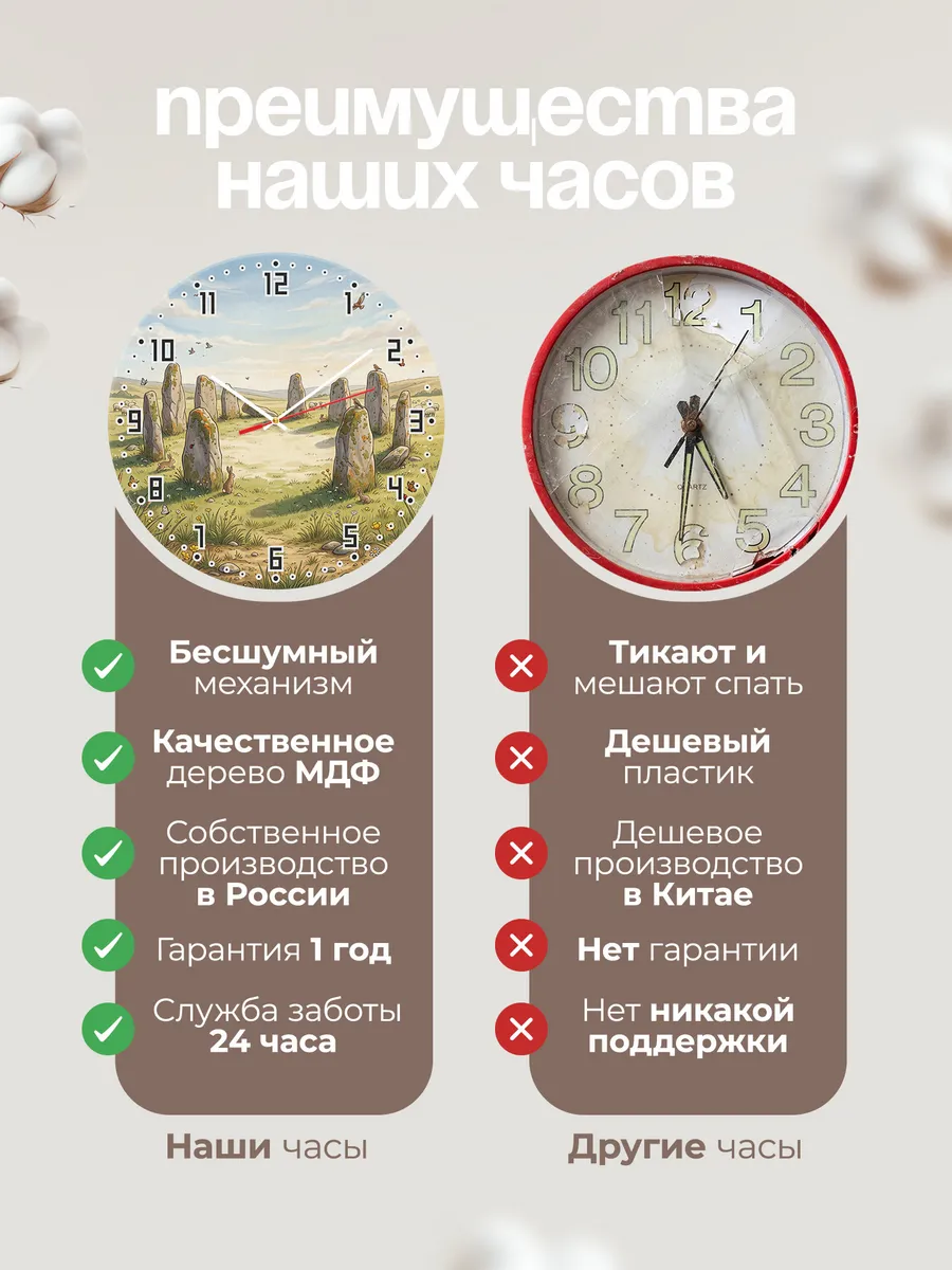 Часы настенные бесшумные Каменный круг подарок 33 см — фото 10