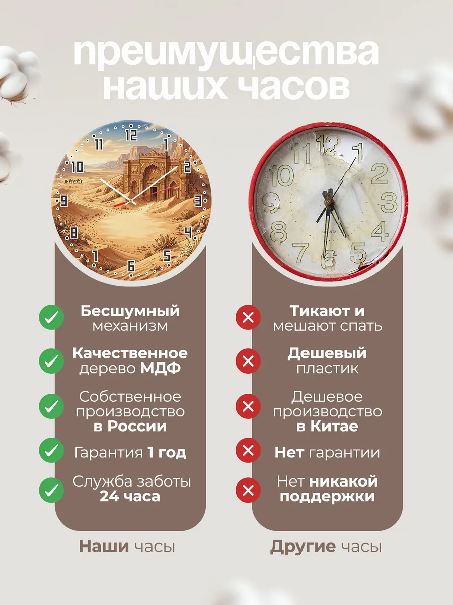 Часы настенные бесшумные Храм в пустыне подарок 33 см — фото 10