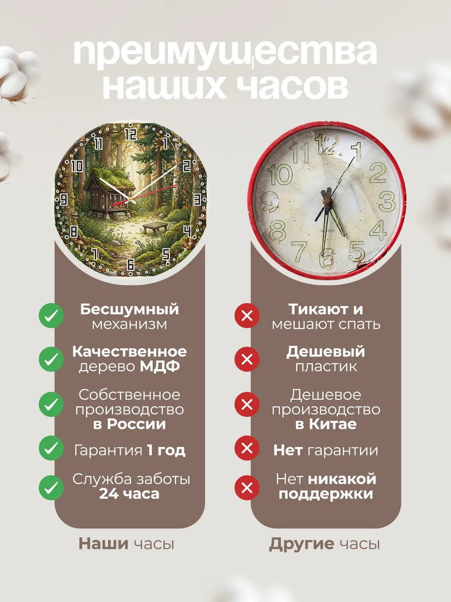 Часы настенные бесшумные Святилище в лесу подарок 33 см — фото 10