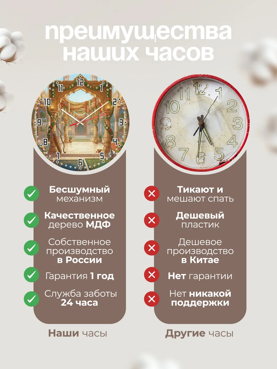 Часы настенные бесшумные Рама и Сита подарок 33 см — фото 10