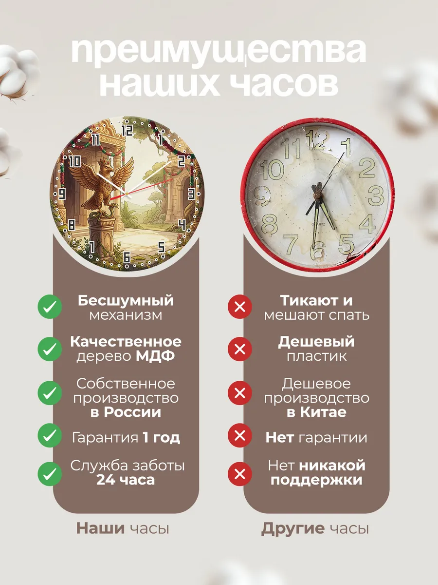 Часы настенные бесшумные Гаруда подарок 33 см — фото 10