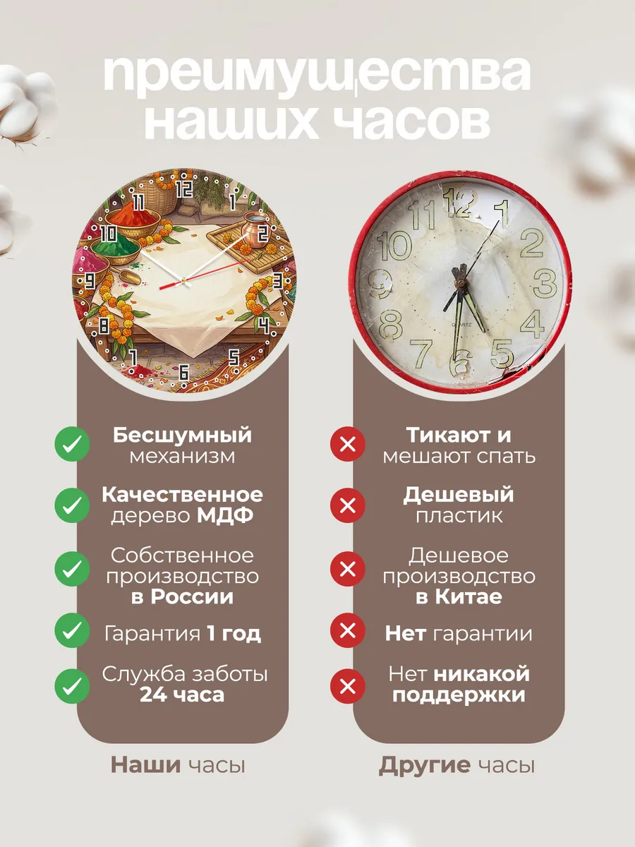 Часы настенные бесшумные Краски Холи подарок 33 см — фото 10