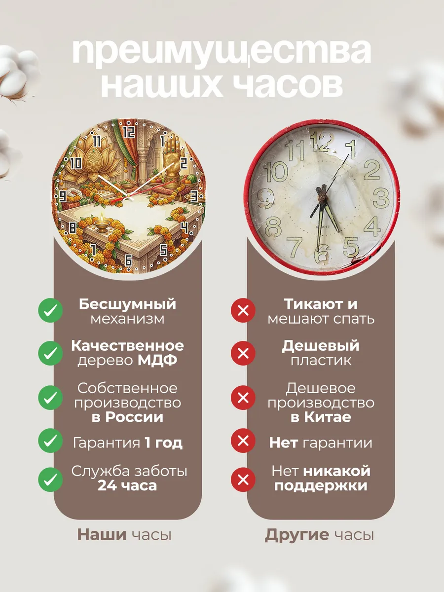 Часы настенные бесшумные Рука благословения 33 см — фото 10
