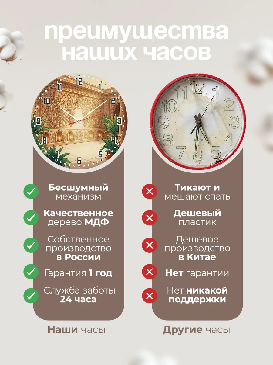 Часы настенные бесшумные Храмовый танец рельеф 33 см — фото 10