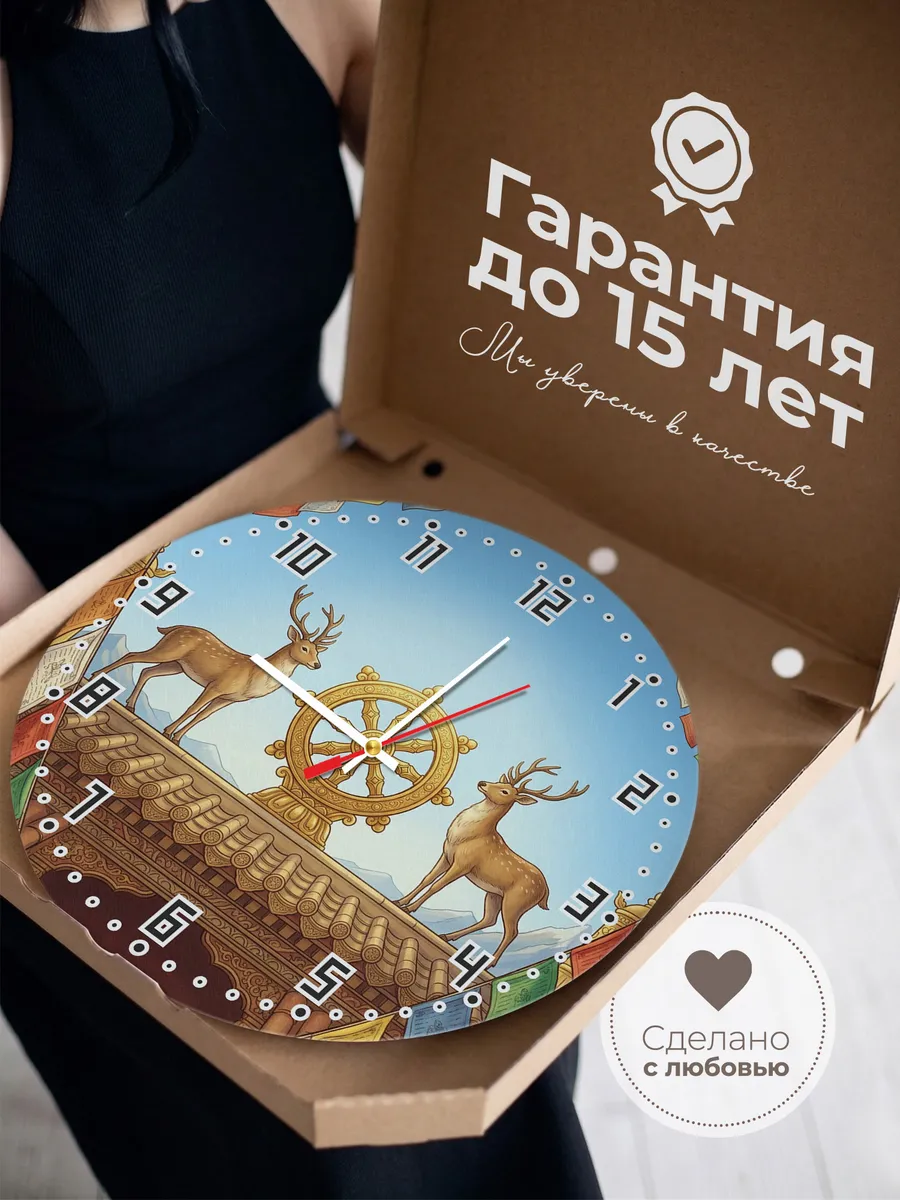 Часы настенные бесшумные Колесо учения подарок 33 см — фото 3