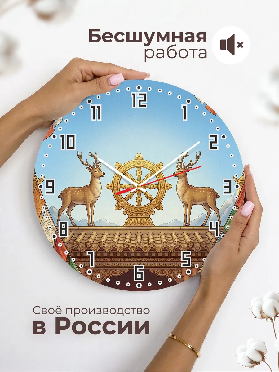 Часы настенные бесшумные Колесо учения подарок 33 см — фото 6